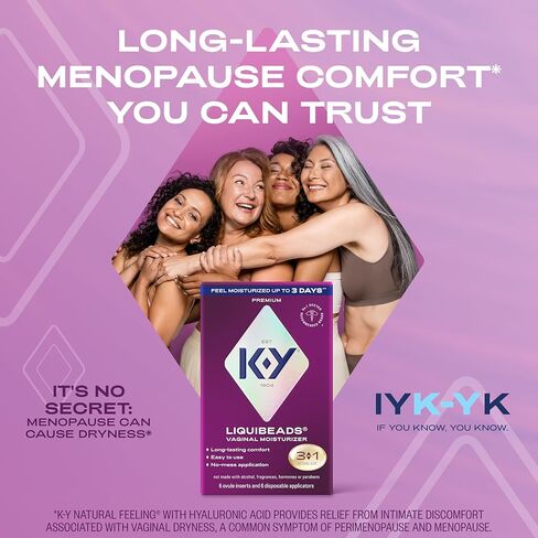 K-Y Liquibeads Silicone-Based Formula 6 Bead Inserts and 6 Applicators Vaginal Moisturizer & Lube for More Comfortable Sex For Men, Women and Couples (3 Pack) in Kuwait