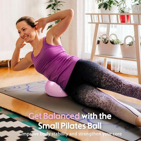Small Exercise Ball with Pump, 9 Inch Mini Pilates Ball with Exercise Guide, Small Workout Ball for Stability, Fitness, Barre, Yoga, Core Training & Physical Therapy, Pink in Saudi Arabia