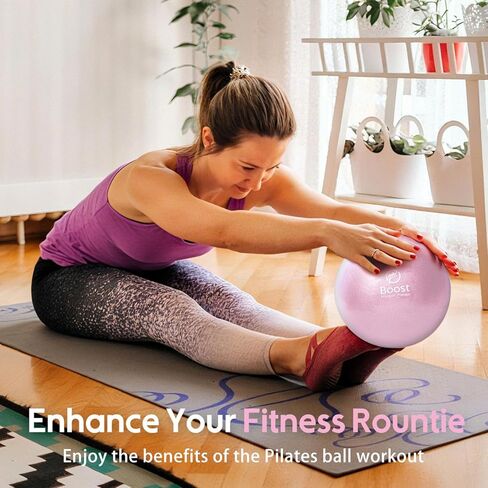Small Exercise Ball with Pump, 9 Inch Mini Pilates Ball with Exercise Guide, Small Workout Ball for Stability, Fitness, Barre, Yoga, Core Training & Physical Therapy, Pink in Saudi Arabia