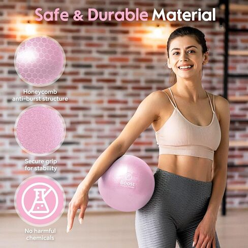 Small Exercise Ball with Pump, 9 Inch Mini Pilates Ball with Exercise Guide, Small Workout Ball for Stability, Fitness, Barre, Yoga, Core Training & Physical Therapy, Pink in Saudi Arabia