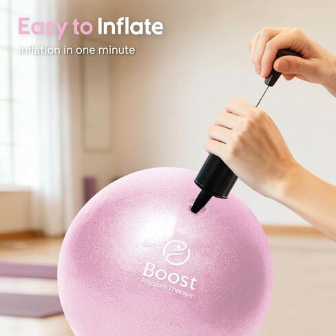 Small Exercise Ball with Pump, 9 Inch Mini Pilates Ball with Exercise Guide, Small Workout Ball for Stability, Fitness, Barre, Yoga, Core Training & Physical Therapy, Pink in Saudi Arabia