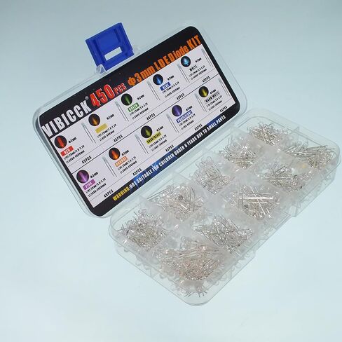 VIBICCK450 Pieces, 10 Colors 3MM LED Light Emitting diode lamp Combination Set. Lighting Bulbs, Light-Emitting Lamps, diodes, Electronic Components in Kuwait