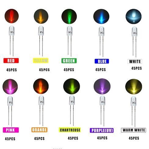 VIBICCK450 Pieces, 10 Colors 3MM LED Light Emitting diode lamp Combination Set. Lighting Bulbs, Light-Emitting Lamps, diodes, Electronic Components in Kuwait
