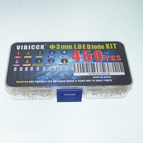 VIBICCK450 Pieces, 10 Colors 3MM LED Light Emitting diode lamp Combination Set. Lighting Bulbs, Light-Emitting Lamps, diodes, Electronic Components in Kuwait