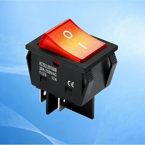 3 قطع مفتاح الروك DPST 4 Pin 30A 250V KCD2 KCD4، مفتاح تشغيل 120 فولت، قوي وسهل السلك، مفاتيح مضاءة باللون الأحمر، شديدة التحمل T125، هزاز قارب ممتاز لسخان ماكينة القهوة البحرية للسيارة in Kuwait