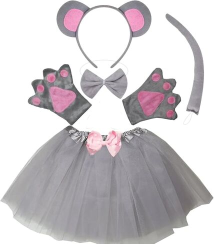 Kirei Sui Kids Animal Costume Mouse Tutu Ear Headband Bow Tie Tail and Paws in Kuwait