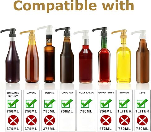 6 Pcs Coffee Syrup Pump Dispenser with Cap, Fits Various 25.4 oz Syrup Bottles, Compatible with Torani, Davinci, Great for Home & Coffee Bar Drinking Mixes, Cocktails, Beverage in Kuwait