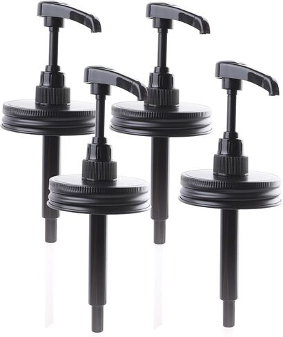 غطاء مضخة موزع صلصة شراب ماسون لفم واسع من شراب القهوة والبهارات ومضخة العسل وغطاء علوي محكم الغلق ومضاد للتسرب، 4 قطع (الجرة غير متضمنة) in Kuwait