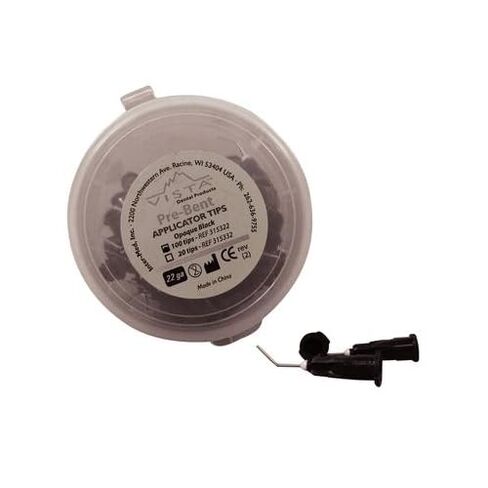 Vista Dental 315322 Pre-Bent Applicator Tips Luer Lock 22 Gauge Black 100/Pk in Kuwait