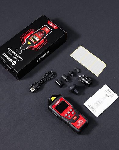 KAIWEETS 2-in-1 Laser & Contact Tachometer with Rechargeable Battery, Photo Sensor 10-99999RPM and Contact 1-19999RPM High Accuracy RPM Meter with Backlight Hold/MAX/MIN/AVG, HI/Low Alarm Function in Saudi Arabia