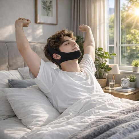 Anti Snoring Chin Strap, Chin Strap for Sleeping, Premium Airflow Jaw Strap, Stop Snoring Chin Strap, Snoring Solution for Men and Women, Breathable Chin Strap, Snoring Chin Strap (Blue~) in Saudi Arabia