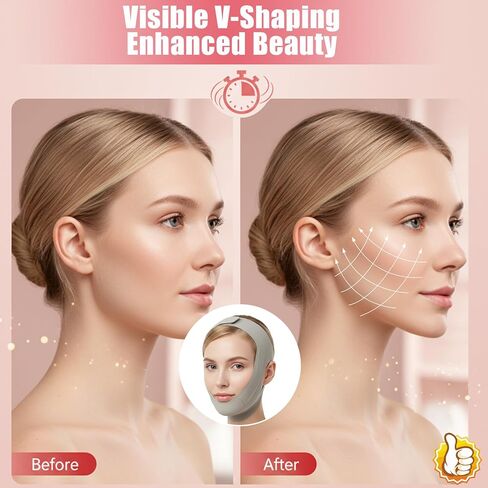 قناع رفع خط على شكل حرف V، حزام ذقن قابل للتعديل للنوم، حزام الفك لرفع الوجه، يمنع ترهل الفك، مسامي وقوي، قناع وجه مرن على شكل حرف V لتمرين الفك للنساء والرجال in Saudi Arabia