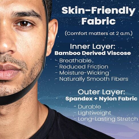 Chin Strap for Sleeping – Adjustable Side Straps to Encourage Closed Mouth Breathing During Sleep for Restful Nights – Soft, Breathable, and Moisture-Wicking Non-Slip Fit for Men & Women in Saudi Arabia