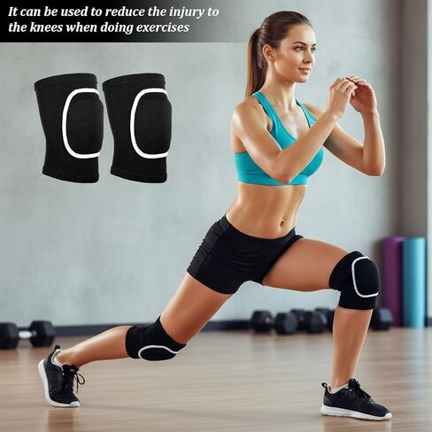 Volleyball Elbow Pads for Women, 1 Pair Breathable Arm Brace with Padded Support Cushion, Protective Elbow Protector Strap for Volleyball, Fitness, Sports, Black & White in Kuwait