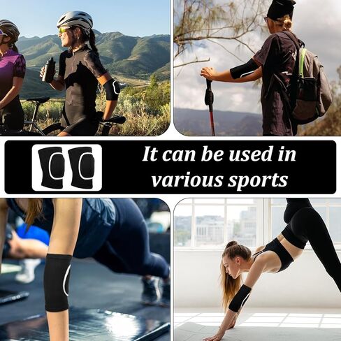 Volleyball Elbow Pads for Women, 1 Pair Breathable Arm Brace with Padded Support Cushion, Protective Elbow Protector Strap for Volleyball, Fitness, Sports, Black & White in Kuwait