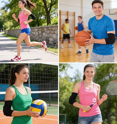 2 Pcs Volleyball Elbow Pads, Breathable Anti-Collision Sponge Elbow Pads Protector for Men Women, Adjustable Arm Pad Brace Strap for Team & Team Sport Volleyball Basketball Impact Protection (Black) in Saudi Arabia