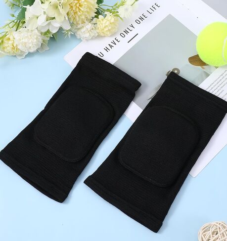 2 Pcs Volleyball Elbow Pads, Breathable Anti-Collision Sponge Elbow Pads Protector for Men Women, Adjustable Arm Pad Brace Strap for Team & Team Sport Volleyball Basketball Impact Protection (Black) in Saudi Arabia