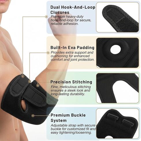 Elbow Brace for Women Men, Adjustable Compression Elbow Sleeve Elbows Support Brace for Golf, Tennis, Epicondylitis and Sports Recovery Cub, Fits 6.3"-13.8" Arms in Saudi Arabia