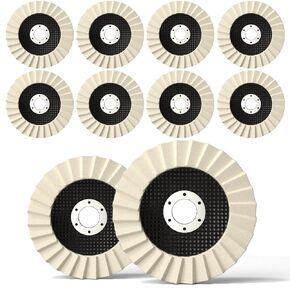 10 عبوات من عجلات تلميع الصوف لطاحونة الزوايا - مجموعة أقراص تلميع مقاس 4-1/2 بوصة × 7/8 بوصة للمعادن والفولاذ المقاوم للصدأ والألومنيوم والرخام وترميم سطح السيارة in Kuwait