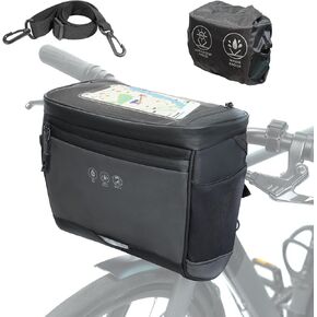 Bike Handlebar Bag with Rain Cover, Bicycle Front Phone Bag Touch Screen, Insulation Bag Commuter Adjustable Shoulder Waterproof Dual Zippers for Mountain Road Bike, Bicycle Accessories in Saudi Arabia