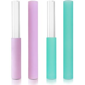 4 Pcs Singing Bowl Mallet Set Includes Solid and Hollow Acrylic Silicone Rubber Striker Mallet for Playing Quartz Crystal Singing Bowls with Bundle Pocket(PurpleGreen) in Kuwait