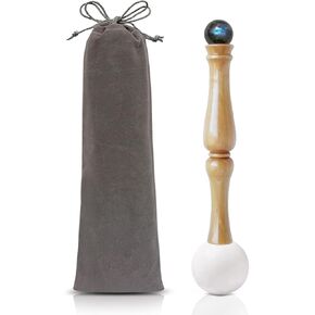 Singing Bowl Mallet,Rubber Mallet Striker with Silicone Head and Wooden Handle and Labradorite Gemstone Sphere for Playing Quartz Crystal Singing Bowls(GrayBlackIridescent) in Kuwait