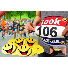 مشابك السباق Happy، Running Snap-Lock لتأمين أرقام الجري وركوب الدراجات. مصنوعة من البلاستيك المعاد تدويره الأصلي والأفضل لعام 2012. in Kuwait