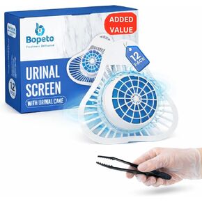 PREMIUM Urinal Screen Deodorizer-12 Pack, LONG-LASTING (Up to 30 DAYS/3000 FLUSHES), ANTI SPLASH & ODOR CONTROL, Urinal Cakes for Men Bathroom, Ocean Breeze Scent, with Gloves & Tongs in Saudi Arabia