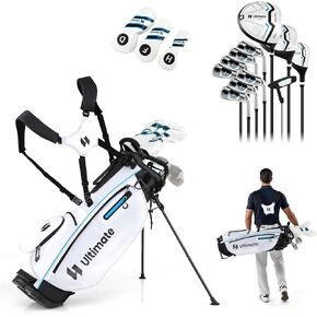 ULTIMATE 12 Pieces Men's Complete Golf Clubs Set w/Golf Stand Bag, 460cc #1 Driver, #3 Fairway, #5 Hybrid, #5#6#7#8#9#P#S Irons, Putter, Full Right-Handed Golf Set for Men in Kuwait