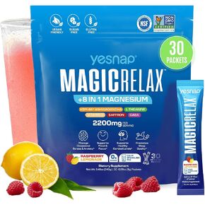 MAGICRELAX Supercalm 8-in-1 Chelated Magnesium Powder Drink Mix,KSM-66 Ashwagandha, Saffron, GABA, L-Theanine, Vitamin D3,Supports Stress Healthy Cortisol, Mood & Sleep, Zero Sugar Raspberry Lemonade in Kuwait