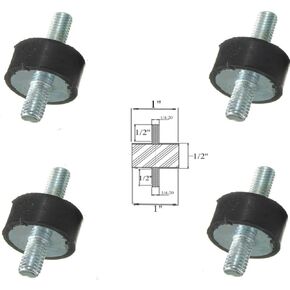 Pack of 4 Rubber Anti Vibration Isolator Mounts - 1" Diameter x 1/2" Height, 1/4-20 Threaded Studs Male/Male x 1/2" Length - Noise Control, Shock Absorber, for Garage, Compressors, Water Pumps, Motors in Kuwait