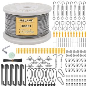 1/8" Wire Rope Kit 300FT Aircraft Cable Vinyl Coated 304 Stainless Steel Wire,7x7 Strand Cable Kit for Outdoor String Lights,Climbing Plants,Pictures,Clothes,Curtain Hanging in Kuwait