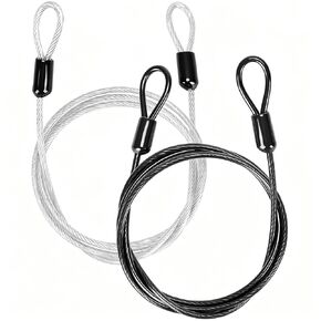 2 Pack Outdoor & Travel Security Cable with Loops, 3.3 ft x 1/8 in (1m x 3mm) Braided Safety Wire, Flexible Steel Safety Cable with Double Loops for Luggage, Outdoor Gear and Gates in Kuwait