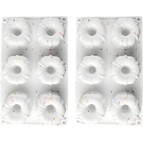 Nonstick 2 Pcs Mini Flan Baking Modules, 6 Cavities Each, 10.8 X 6.7 X 1.6 in, for Fluted Tube Cake in Kuwait