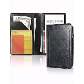 Mymazn Custom Server Book for Waitress with Clear Photo Pocket – Slim Guest Check Organizer & Money Holder – Fits Most Server Aprons for Restaurants, Bars & Cafes (Black) in Kuwait