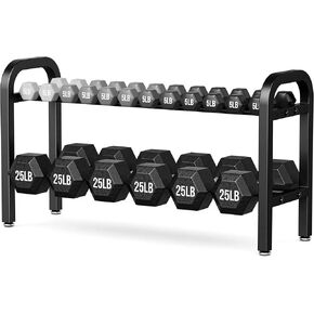 رف دمبل بطبقتين، حامل أثقال لصالة الألعاب الرياضية المنزلية، سعة 300 رطل in Kuwait