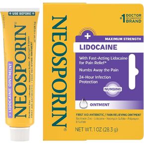 Neosporin + Lidocaine First Aid Triple Antibiotic Ointment, Fast-Acting, Maximum Strength Topical Pain Relief, 24-Hour Infection Protection That Numbs Away The Pain for Minor Wound Care, 1 oz in Kuwait