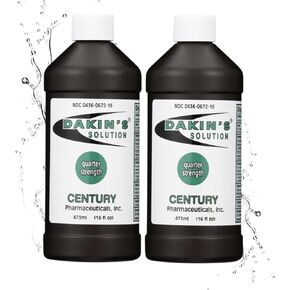 Dakin's Solution Quarter-Strength 0.125% Sodium Hypochlorite Wound Cleanser for Acute and Chronic Wounds, Non-cytotoxic Antimicrobial No-Rinse Gentle Formula, Home or Clinical Use, 2-Pack 16 oz in Kuwait