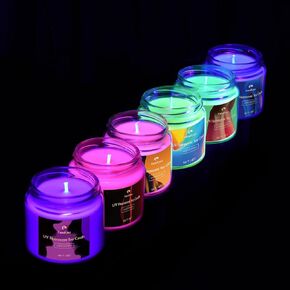 UV Fluorescent Soy Wax Low Temperature Candles, Low Heat Body Safe Candle for Night Party, Unscented, 104 °F, 5 oz (Yellow) in Saudi Arabia