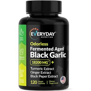 Odorless Fermented Aged Black Garlic Extract with Turmeric Complex, Ginger, Black Pepper Extract, 120 Veggie Capsules in Saudi Arabia