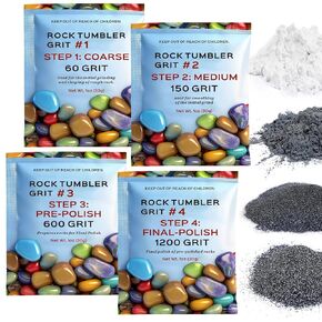 مجموعة إعادة تعبئة الحصى والتلميع من روك تمبلر - مجموعة تلميع من 4 خطوات (خشنة/متوسطة/ما قبل التلميع/التلميع)، متوافقة مع ناشيونال جيوغرافيك، كومستون، كولستون وغيرها من الأكواب، عبوة تجريبية مكونة من 4 حقائب in Kuwait