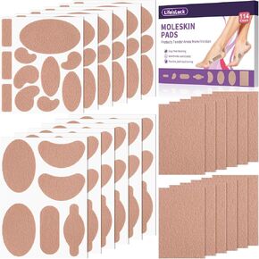 114 قطعة من وسادات منع الالتصاق للبثور للقدمين، 12 شكلًا من القطن الناعم ملصقات شريطية من الجلد الخلد شرائط مولسكين للقدمين وبطانة الكعب وأحذية المشي لمسافات طويلة تقلل من آلام الاحتكاك in Kuwait