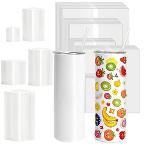 100 قطعة من Tosnail أكمام ملفوفة بالانكماش الحراري، أغلفة أكياس بيضاء قابلة للانكماش مقاومة للحرارة، أنبوب كم تصعيد فارغ للأكواب، 9 × 14 بوصة، 8 × 8 بوصة، 7 × 11 بوصة، 5 × 10 بوصة، 3 × 4 بوصة in Kuwait