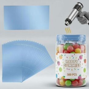 600 قطعة من الأربطة المنكمشة لتغليف الزجاجات والجرار - سدادات زجاجات شفافة قابلة للانكماش بالحرارة 190 × 56 مم لف شريط مثقوب لزجاجات برطمانات ميسون ذات فم واسع 4-11/16 بوصة، شموع صابون آمن للطعام وسهل التمزق in Kuwait