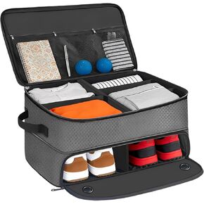 Golf Trunk Organizer With Shoe Compartment, Oxford Fabric Car Storage Suitcase, Double-Layer Golf Gear Storage in Kuwait