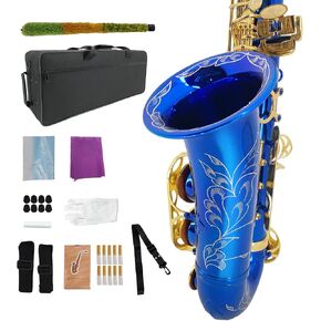 Student Eb Alto Saxophone E Flat for Beginners Sax Full Kit with Pads Cushions,Hard Carrying Case,Neck Strap,Reeds,Cleaning Cloth & Rod,Mouthpiece,Gloves in Kuwait