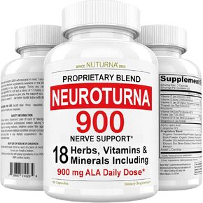Neuroturna Support Supplement with 900 mg Alpha Lipoic Acid - Advanced ALA Formula for Feet Hands Fingers Legs - Ultra Potent 18 in 1 Natural Vitamins - 180 Capsules in Kuwait