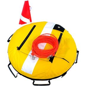 عوامة غطس مع علم، أصفر وأبيض، علامة أمان قابلة للنفخ بحبل in Kuwait