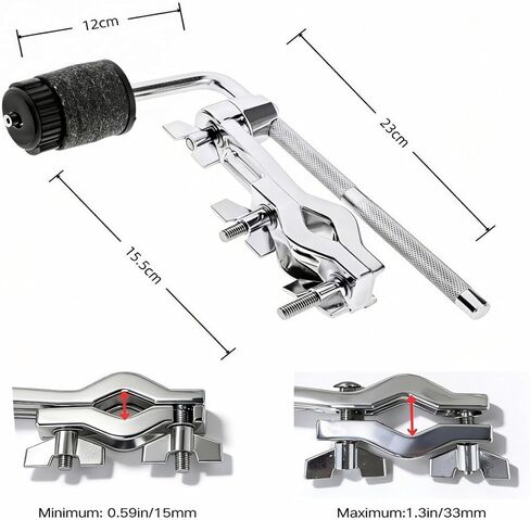 Cymbal Stand Boom Arm Attachment - Compact 7" L-Arm Holder with Heavy-Duty Clamp, Adjustable Cymbal & Percussion Mount for Drums, Percussion, and Studio Hardware in Saudi Arabia