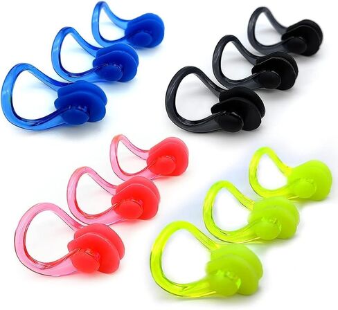 12 PCS Waterproof Swimming Nose Clip Silica Gel Swim Nose Plug for Kids and Adults with Bright Color in Saudi Arabia